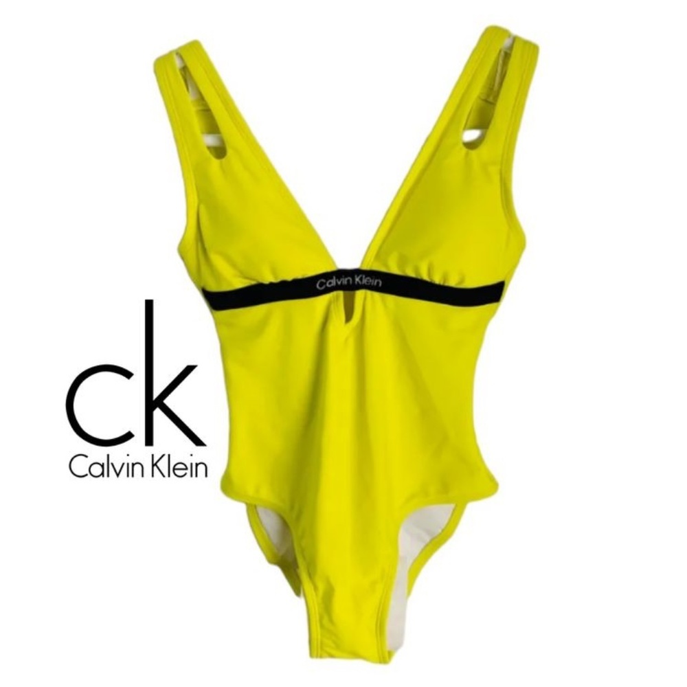 🎗️💛Calvin Klein XS Yellow Flashy One-piece 💛🎗️ - Picture 1 of 13